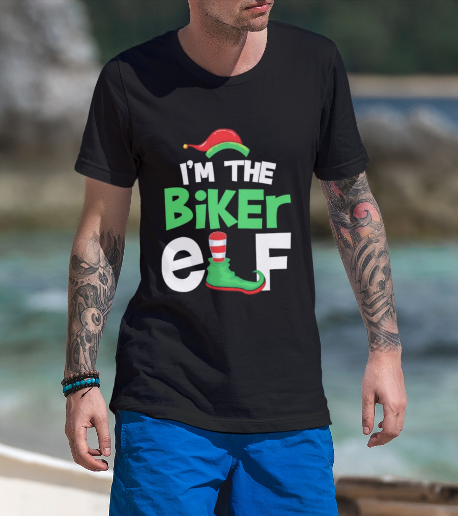 I'm The Biker Elf Christmas Family Matching T-Shirt