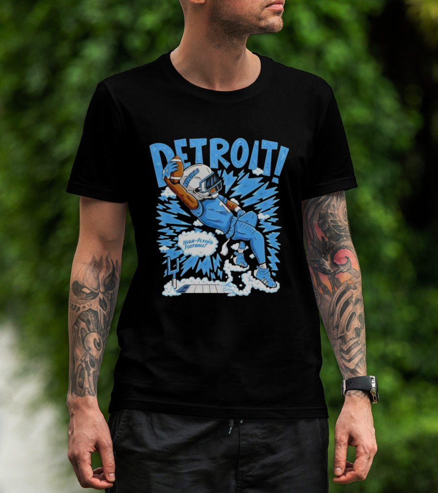 Detroit Lions Jameson Williams High-Flying Football Kiwiclop Collection T-Shirt