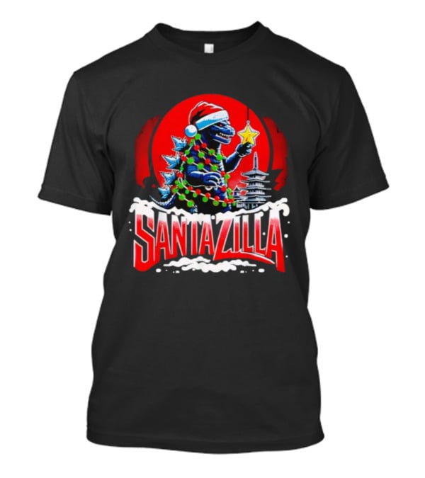 Santazilla Kaiju Christmas Japanese Monster Dinosaur Holiday Celebration T-Shirt