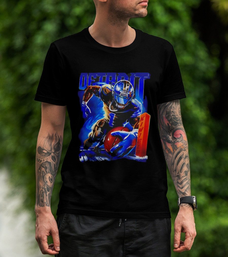 Detroit Kiwiclo X Jameson Williams 1 Football Collection T-Shirt