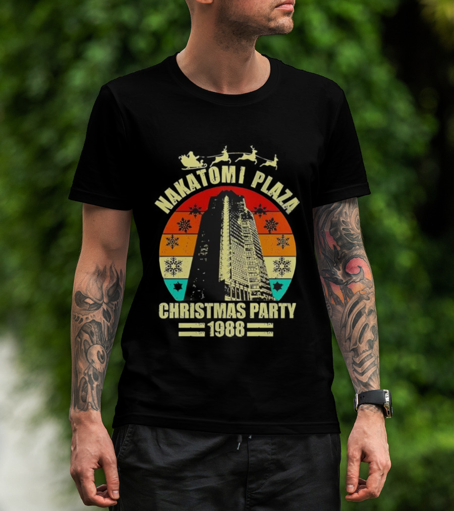 Nakatomi Plaza Christmas Party 1988 Vintage Retro Snowflakes T-Shirt