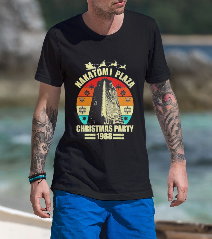 Nakatomi Plaza Christmas Party 1988 Vintage Retro Snowflakes T-Shirt