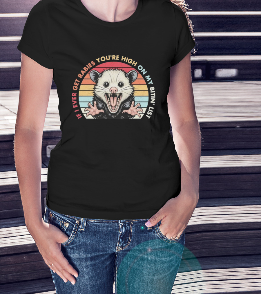 Rabies Biting List Opossum Vintage Retro Style T-Shirt