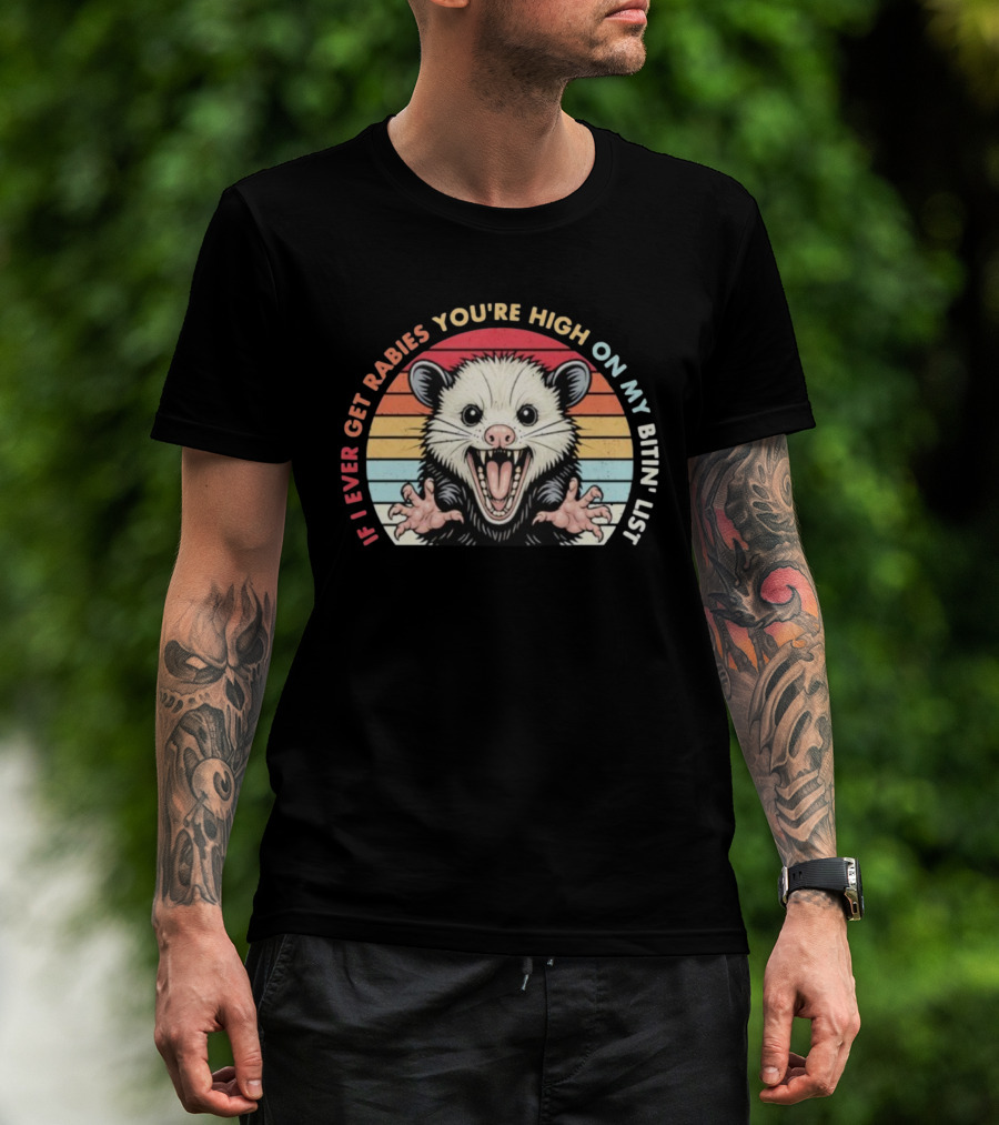 Rabies Biting List Opossum Vintage Retro Style T-Shirt