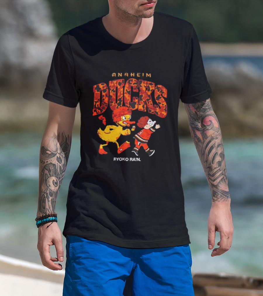 Anaheim Ducks Hockey Mascot And Character Crossover T-Shirt