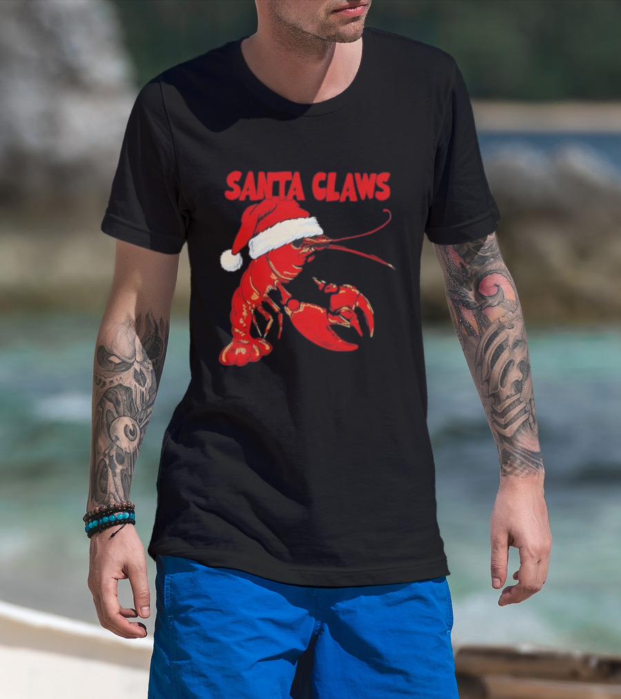 Santa Claws Lobster Christmas Holiday Humor T-Shirt