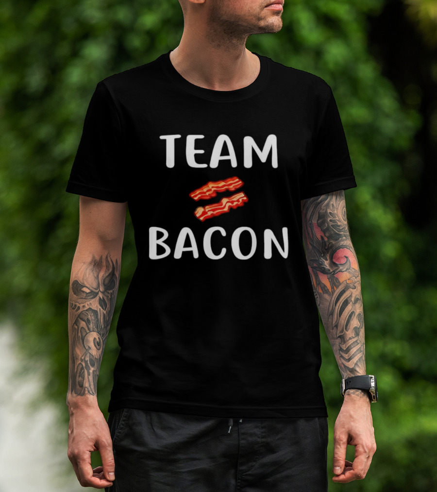 Team Bacon Two Strips Of Bacon Fun Fan Statement T-Shirt