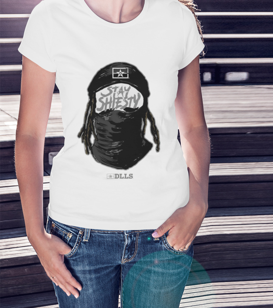 DLLS Stay Shiesty Mask Beanie With Blocks And Star T-Shirt