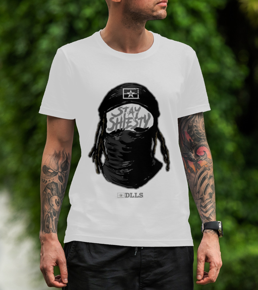 DLLS Stay Shiesty Mask Beanie With Blocks And Star T-Shirt