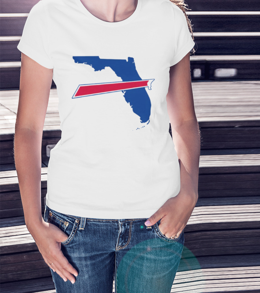Florida Buffalo Bills Backers Map Outline Classic Fan Symbol T-Shirt