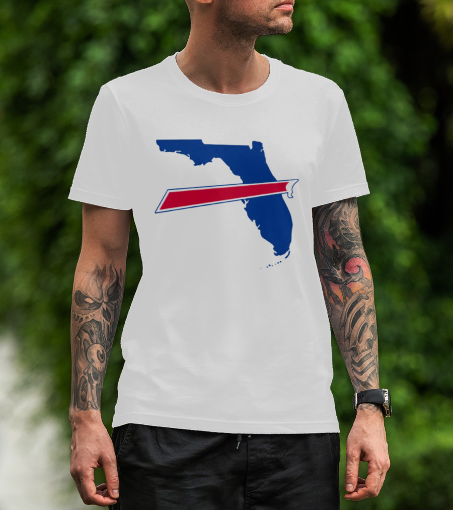 Florida Buffalo Bills Backers Map Outline Classic Fan Symbol T-Shirt