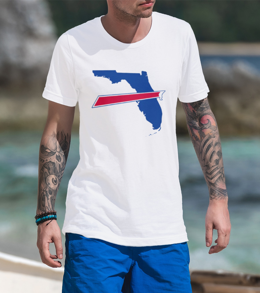 Florida Buffalo Bills Backers Map Outline Classic Fan Symbol T-Shirt