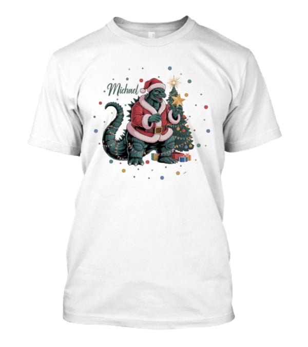 Personalized Godzilla Christmas Ornament Santa Monster Holiday Decor T-Shirt