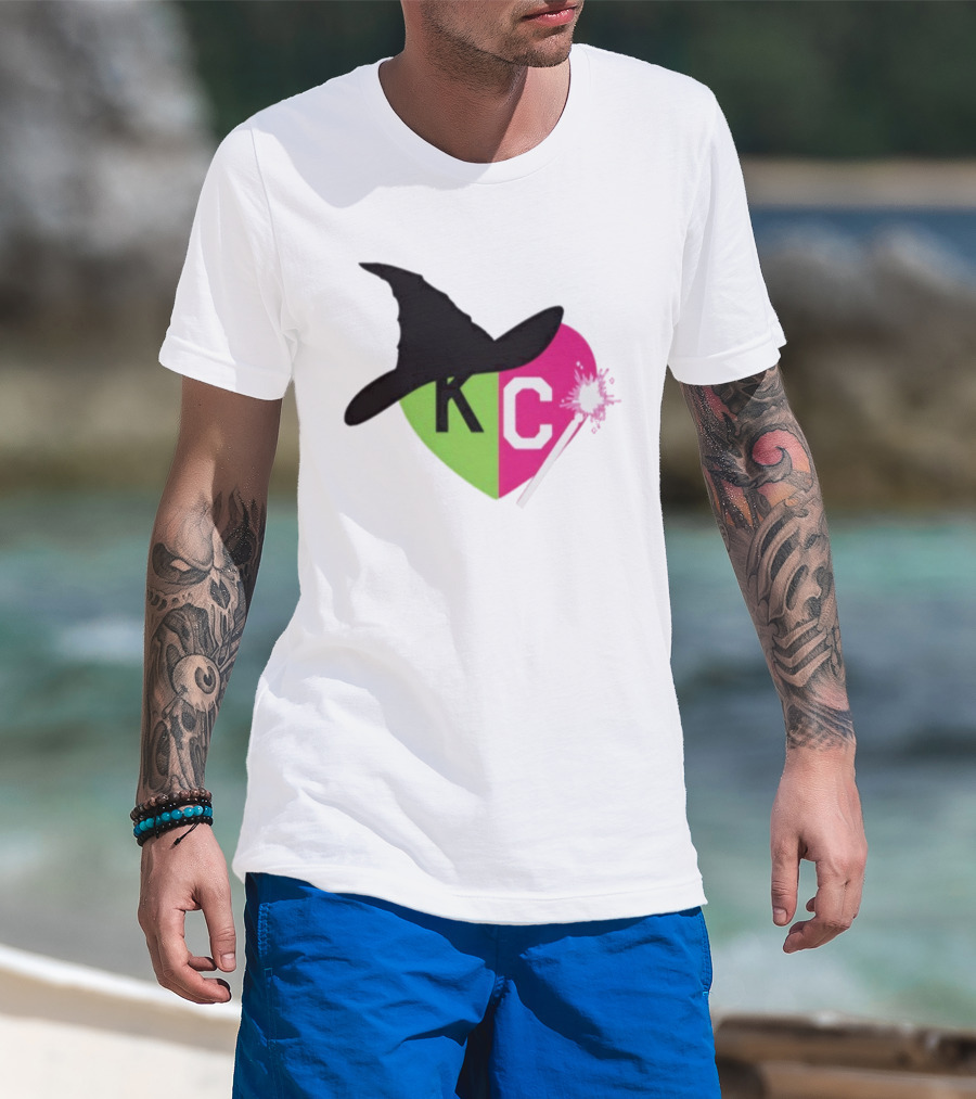 Wicked KC Heart Witch Hat Wand Pink Green Halloween T-Shirt