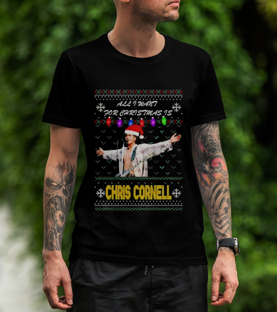 All I Want For Christmas Is Chris Cornell Holiday Lights Snowflakes T-Shirt