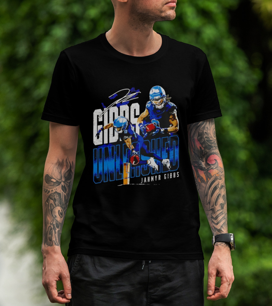 Jahmyr Gibbs Detroit Lions Unleashed Signature Athletics T-Shirt