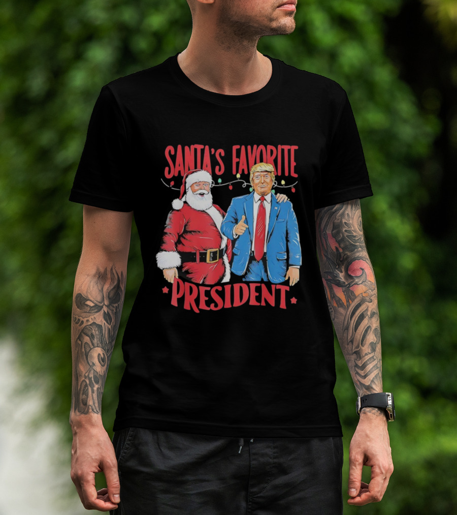 Santa's Favorite President Christmas Light Santa Trump T-Shirt
