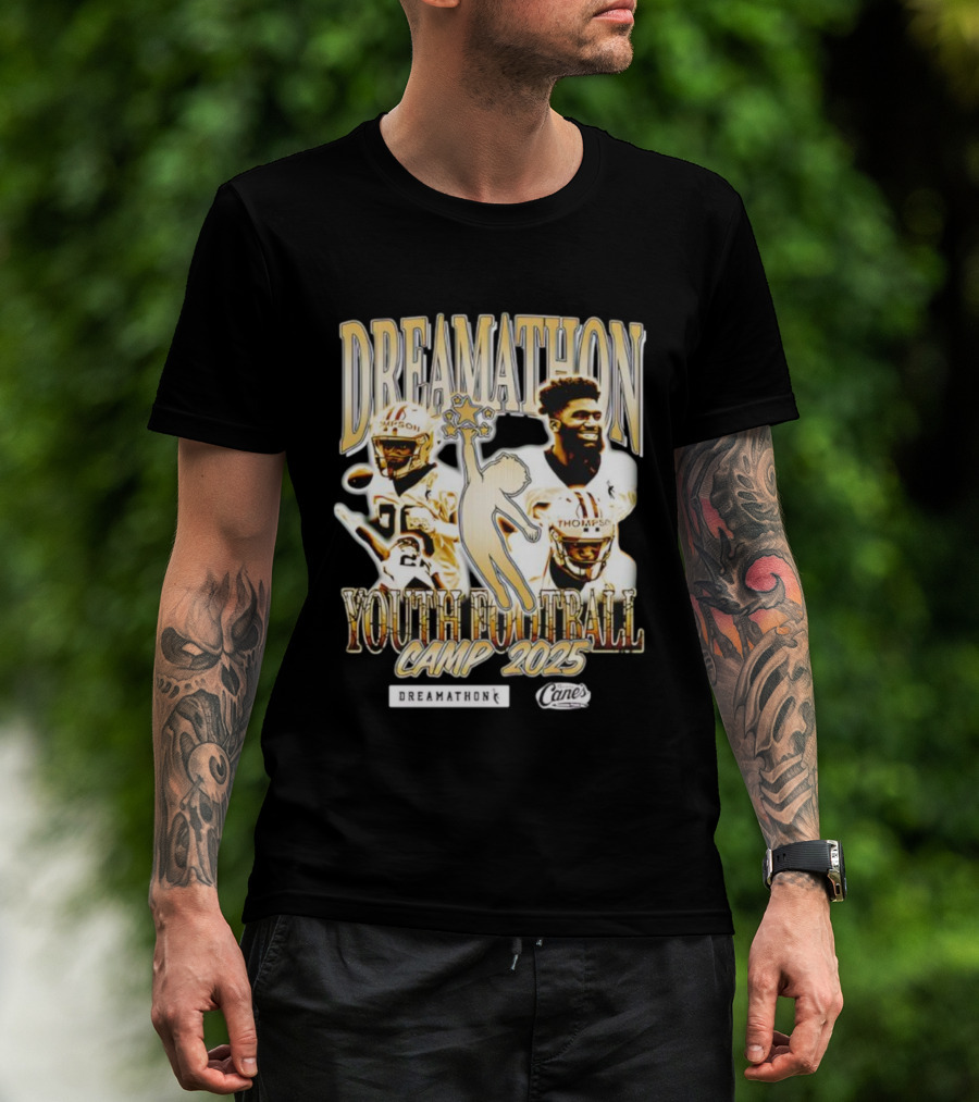 Dreamathon Football Camp 2025 Thompson New Orleans Saints Cane's T-Shirt