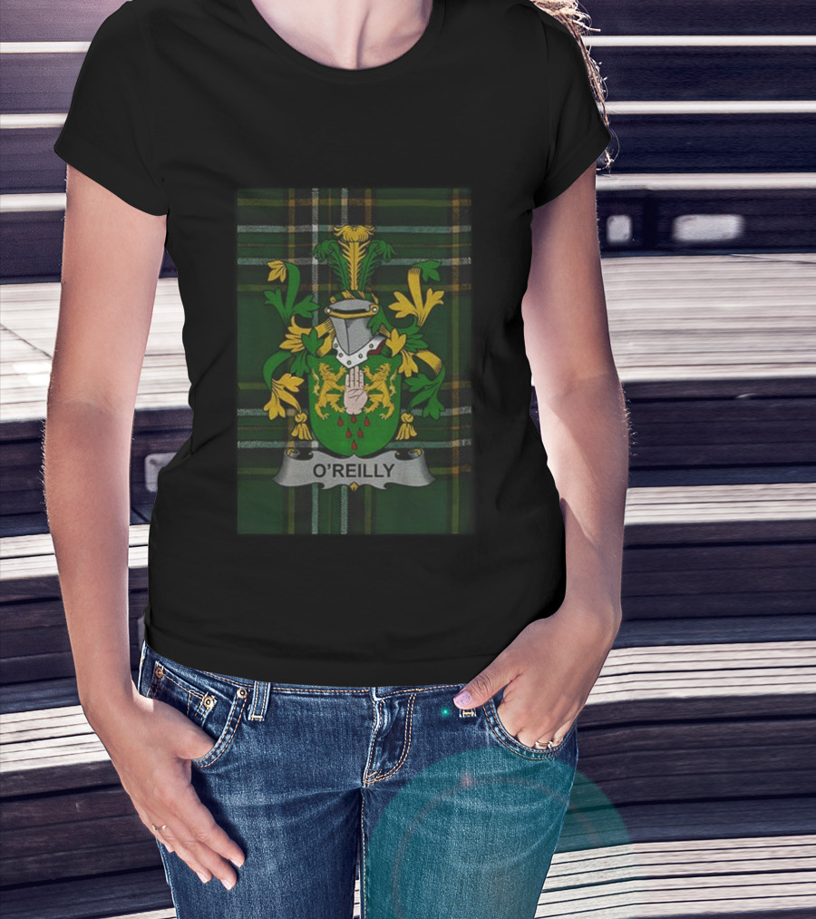 O'Reilly Personalized Irish Family Crest Coat Of Arms Plaid T-Shirt
