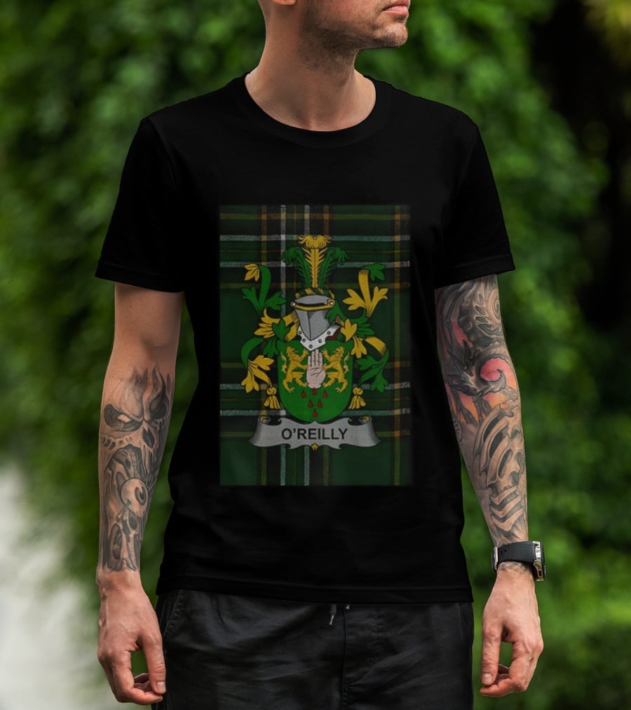 O'Reilly Personalized Irish Family Crest Coat Of Arms Plaid T-Shirt