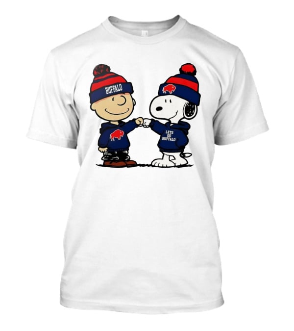 Snoopy Buffalo Bills Let's Go Holiday Football Fist Bump T-Shirt