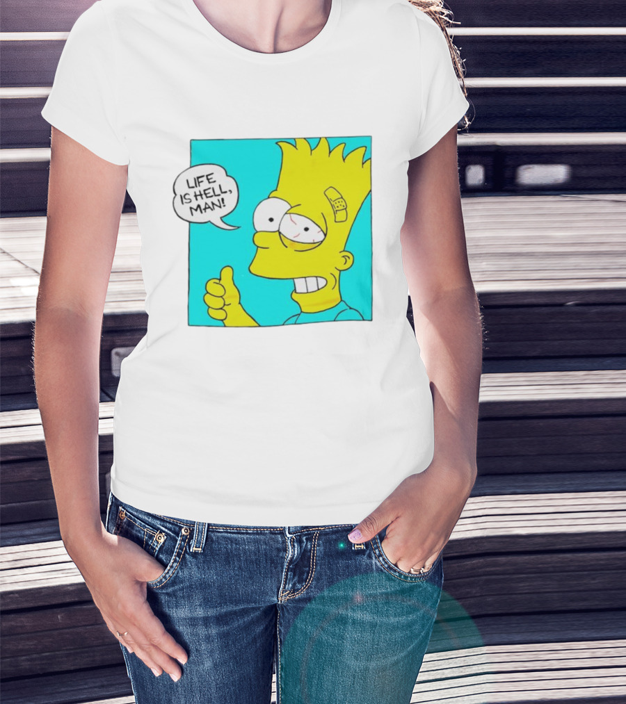 Bart Simpsons Life Is Hell Man Bandaged Head T-Shirt