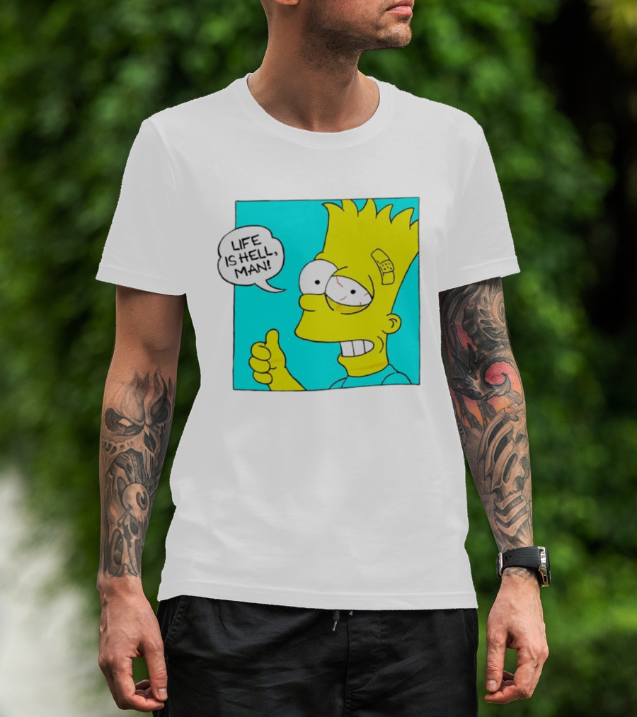 Bart Simpsons Life Is Hell Man Bandaged Head T-Shirt