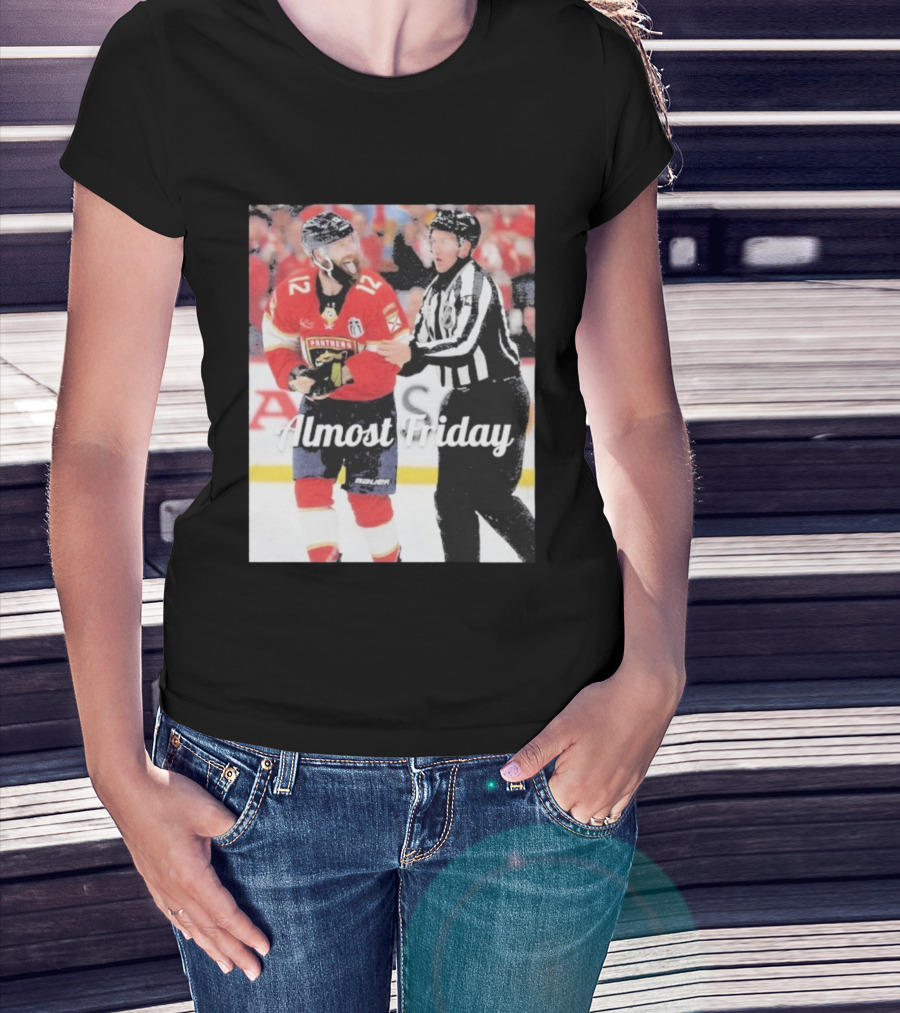 Almost Friday Florida Panthers Tongue Out Hockey Moment T-Shirt