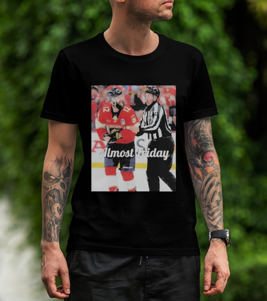 Almost Friday Florida Panthers Tongue Out Hockey Moment T-Shirt