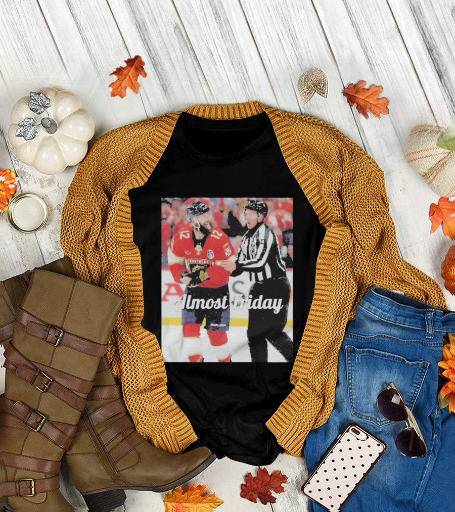 Almost Friday Florida Panthers Tongue Out Hockey Moment T-Shirt