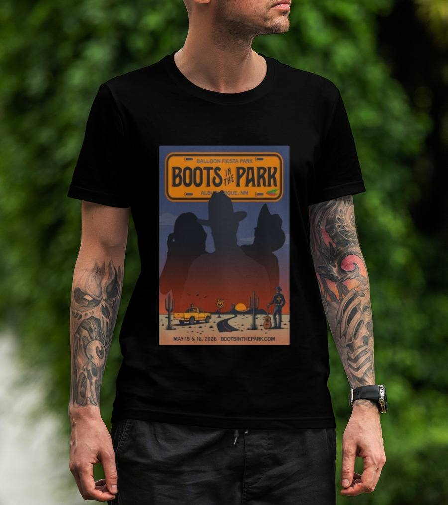 Boots In The Park Albuquerque NM Balloon Fiesta Park May 15-16 2026 Route 66 Concert Event T-Shirt