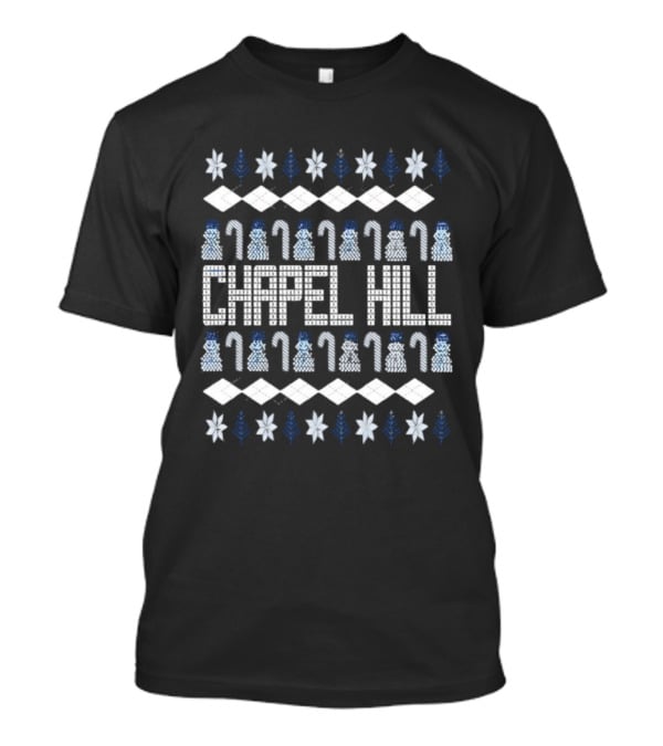 Chapel Hill North Carolina Christmas Snowman Candy Cane Pattern T-Shirt