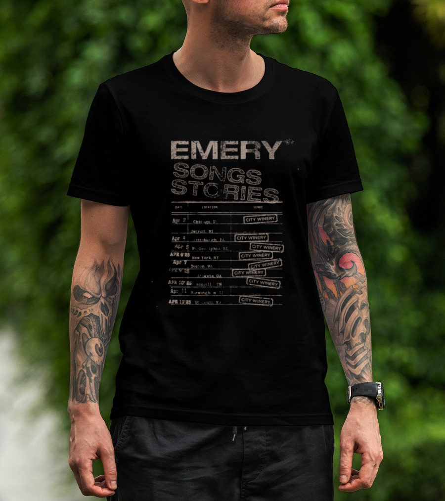 Emery Songs Stories Tour 2025 Seattle Dallas Portland Salt Lake City Toronto T-Shirt