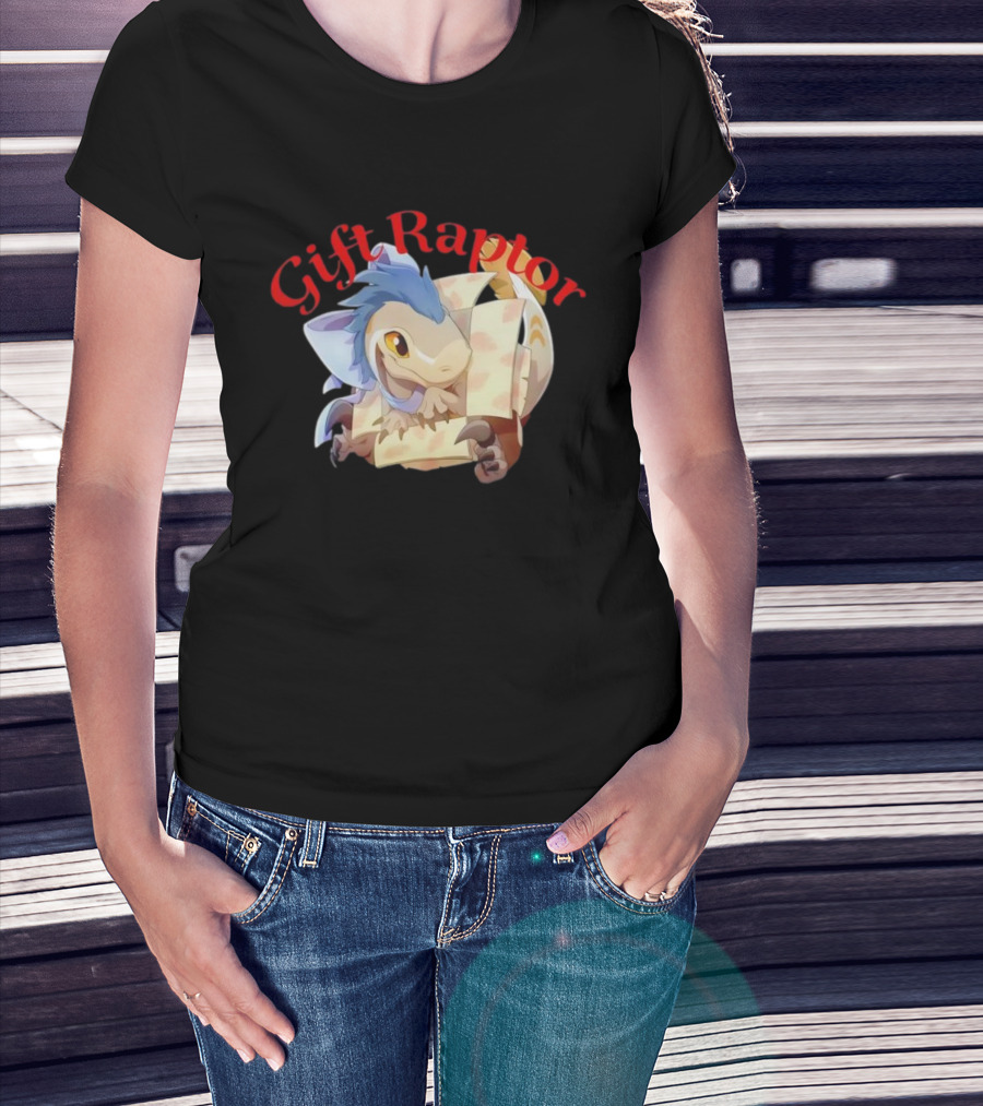 Gift Raptor Character Dinosaur Wrapped In Box T-Shirt