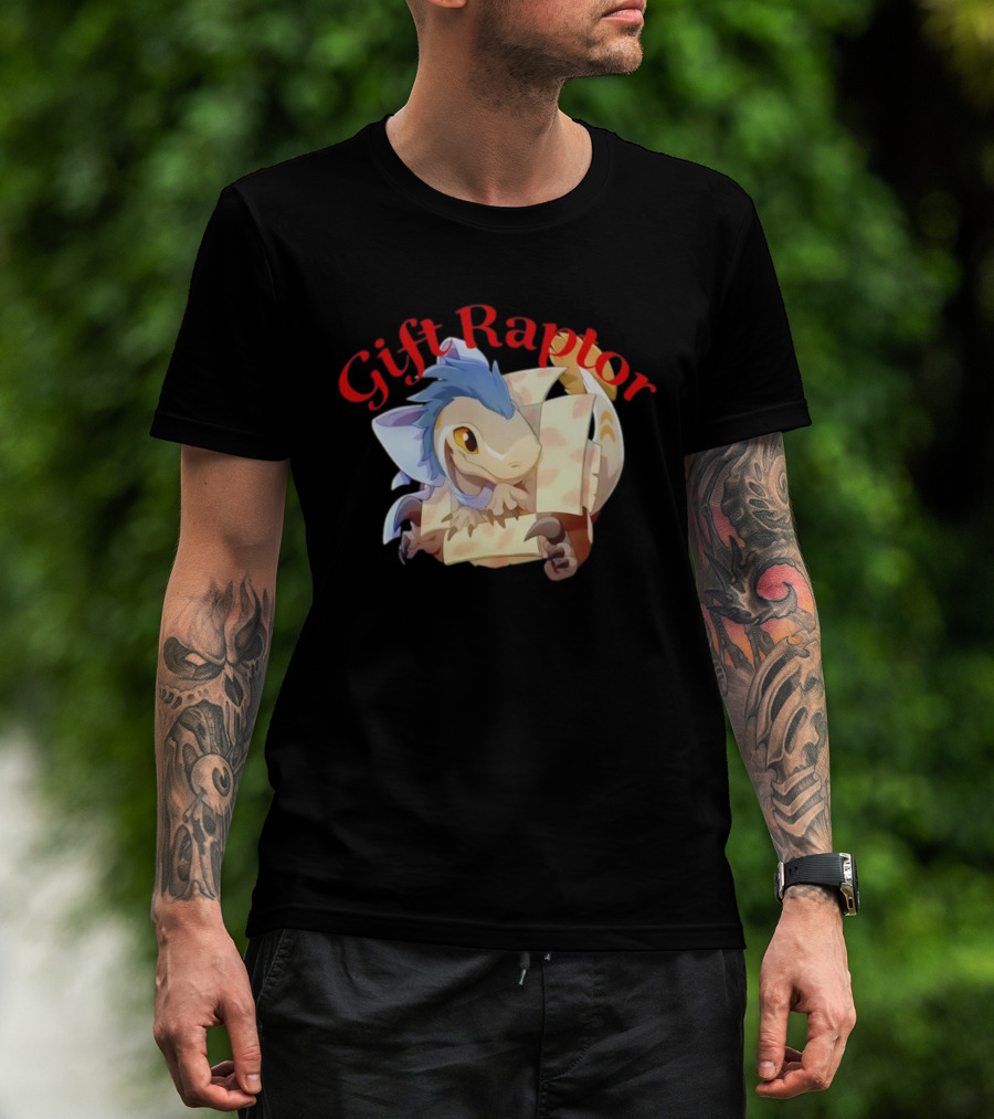 Gift Raptor Character Dinosaur Wrapped In Box T-Shirt