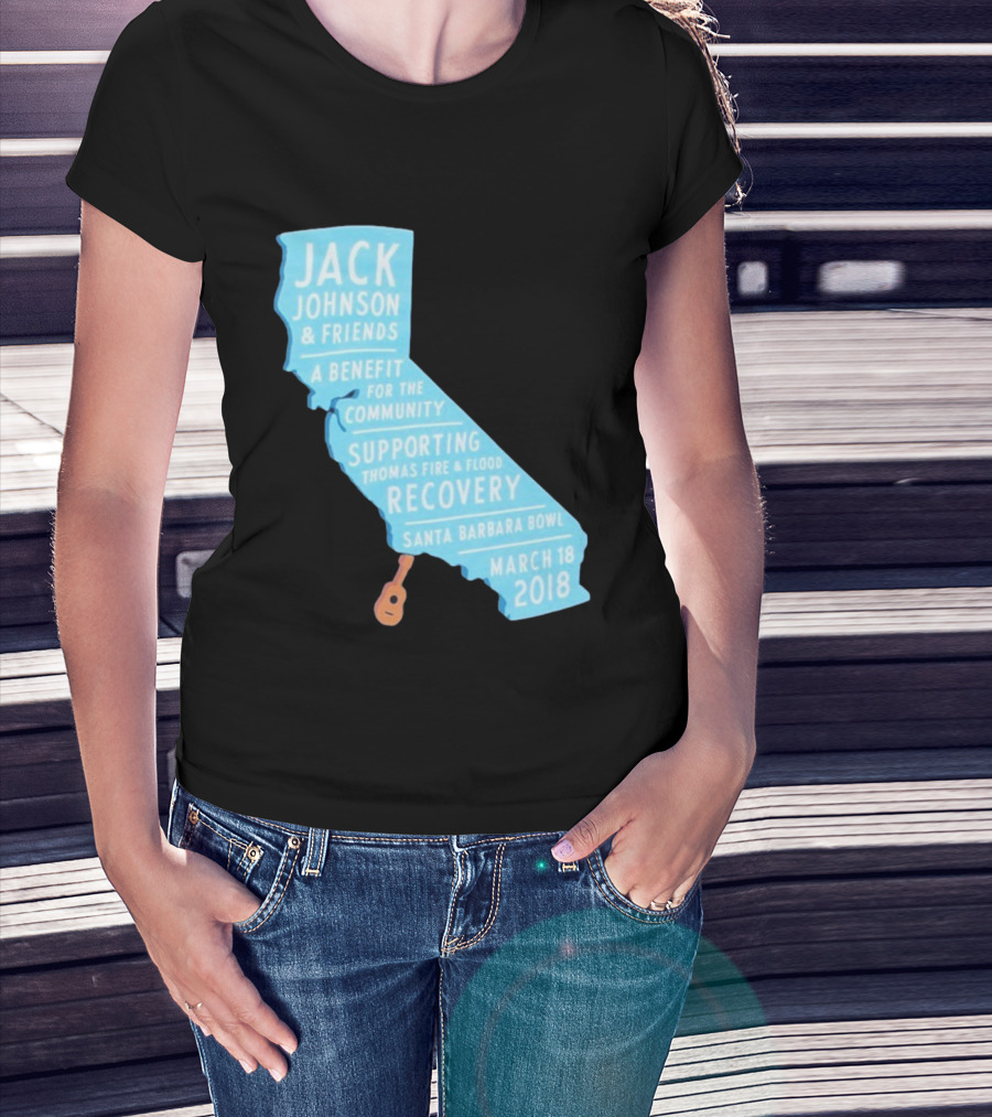 Jack Johnson Friends Benefit Community Thomas Fire Flood Recovery Santa Barbara Bowl March 18 2018 T-Shirt