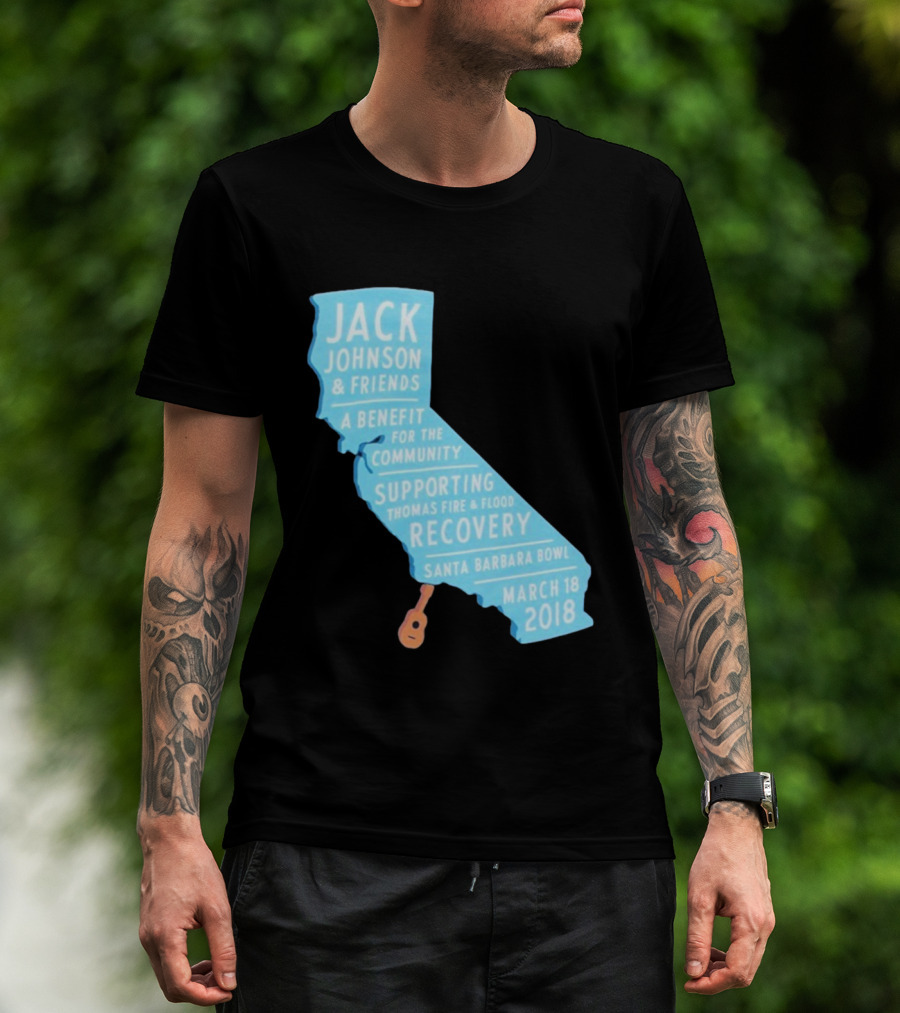 Jack Johnson Friends Benefit Community Thomas Fire Flood Recovery Santa Barbara Bowl March 18 2018 T-Shirt