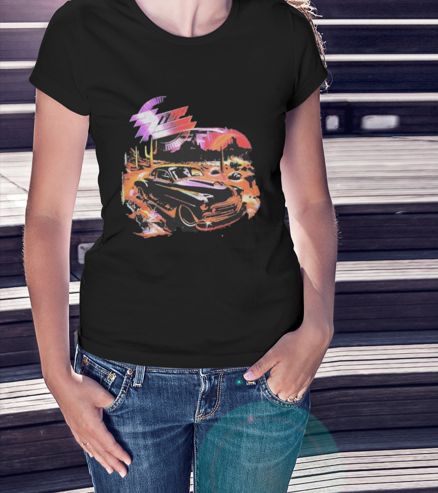 ZZ Top Eliminator Vintage Hot Rod Desert Scene T-Shirt
