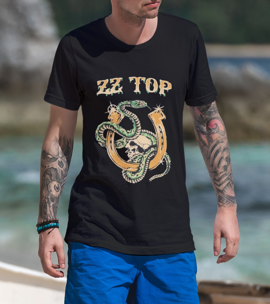 ZZ Top Rattlesnake Skull Horseshoe T-Shirt
