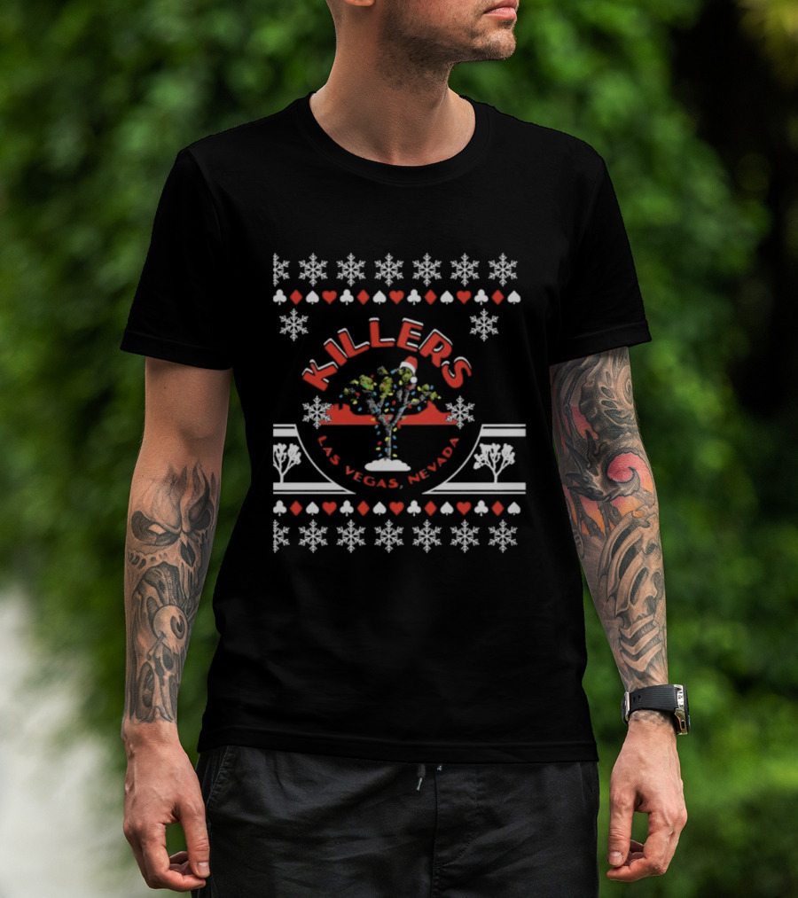 Killers Las Vegas Nevada Christmas Tree Snowflakes Holiday T-Shirt
