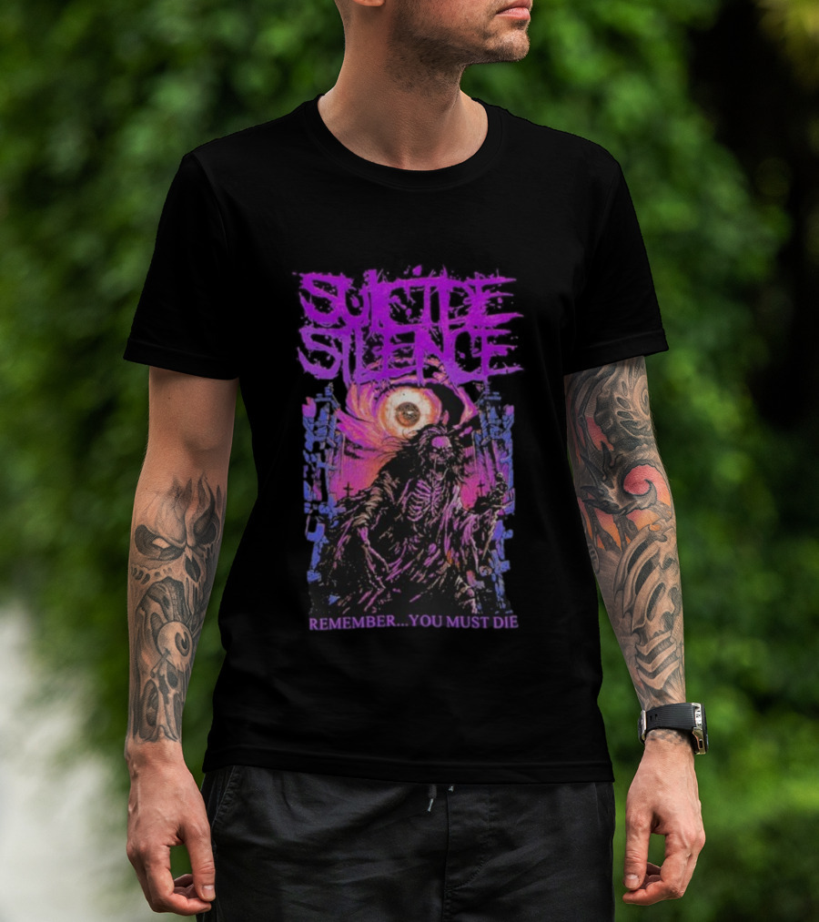Suicide Silence Remember You Must Die Skeleton Art With Eye And Crosses T-Shirt