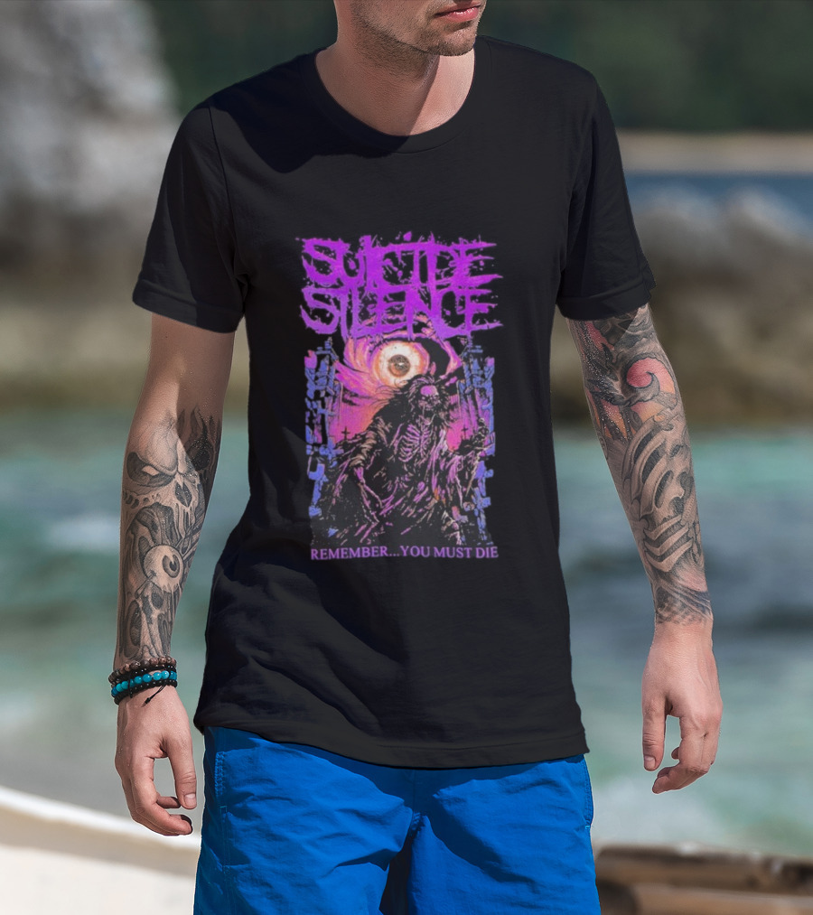 Suicide Silence Remember You Must Die Skeleton Art With Eye And Crosses T-Shirt