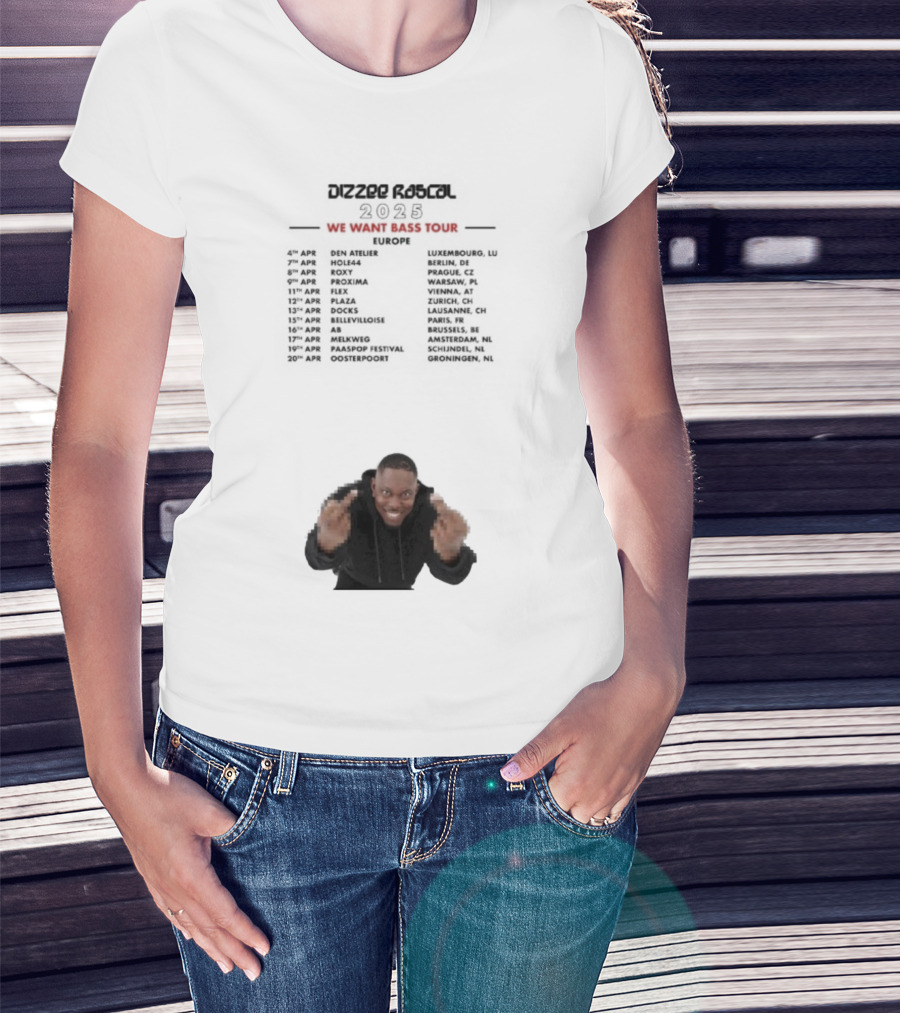 Dizzee Rascal We Want Bass Europe Tour 2025 Middle Fingers T-Shirt