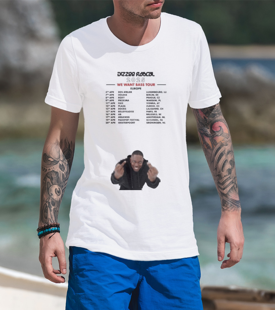 Dizzee Rascal We Want Bass Europe Tour 2025 Middle Fingers T-Shirt