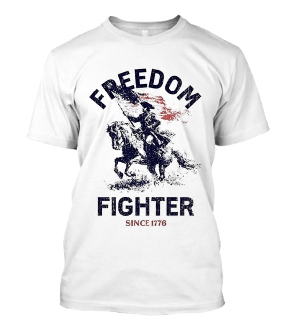 Freedom Fighter Since 1776 Soldier Waving American Flag T-Shirt