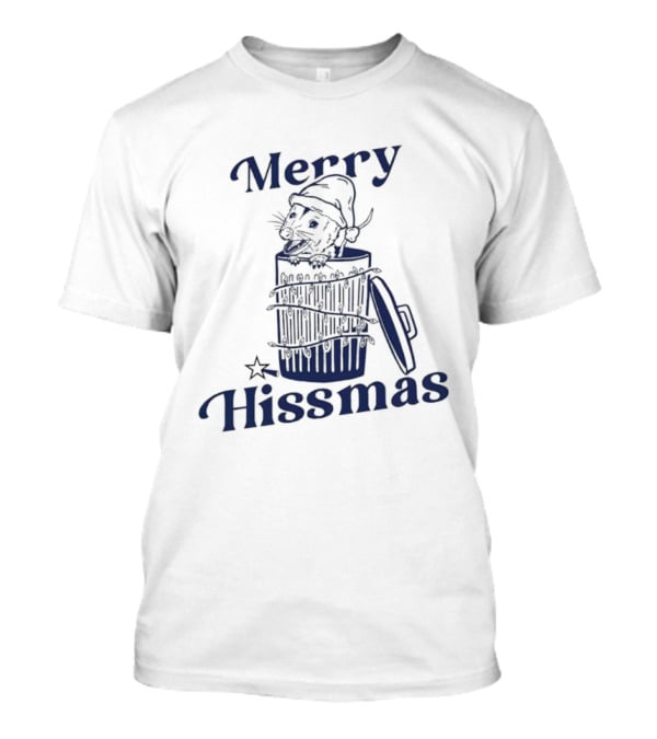 Merry Hissmas Cat In Trash Can Festive Humor T-Shirt