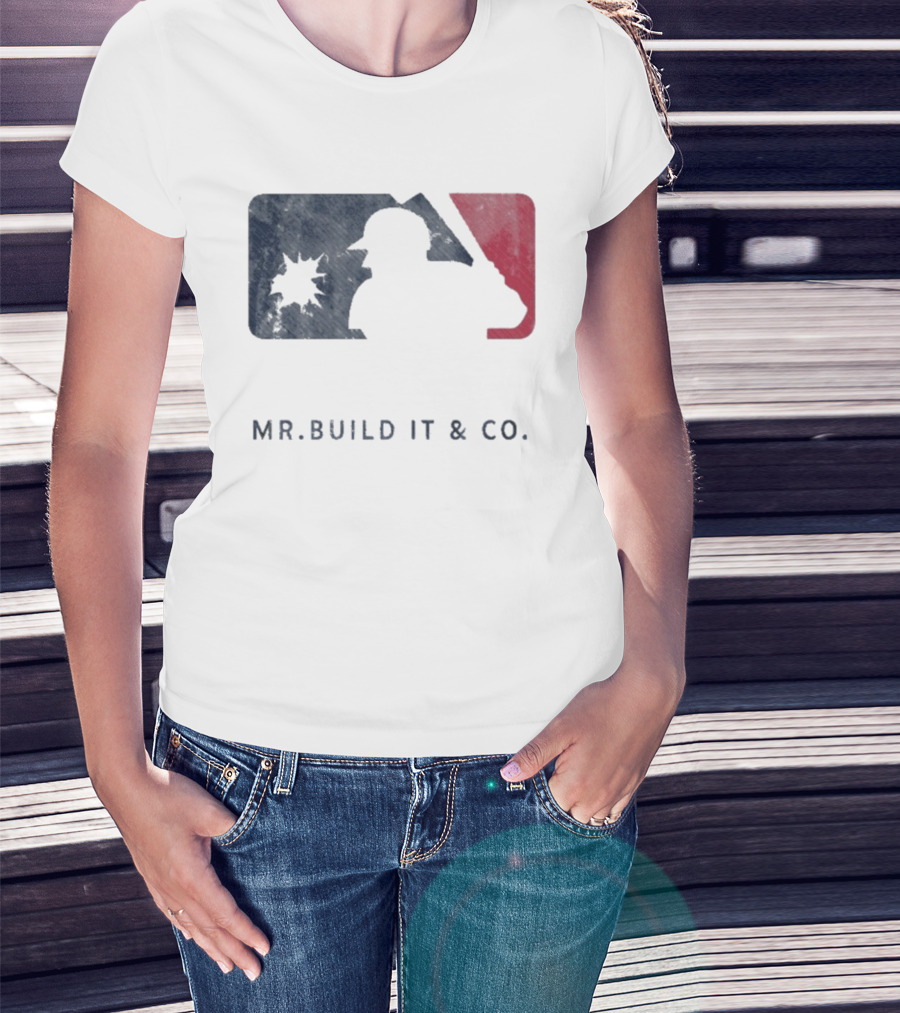 Mr Build It Wrecking Day MLB Bulldozer Silhouette T-Shirt
