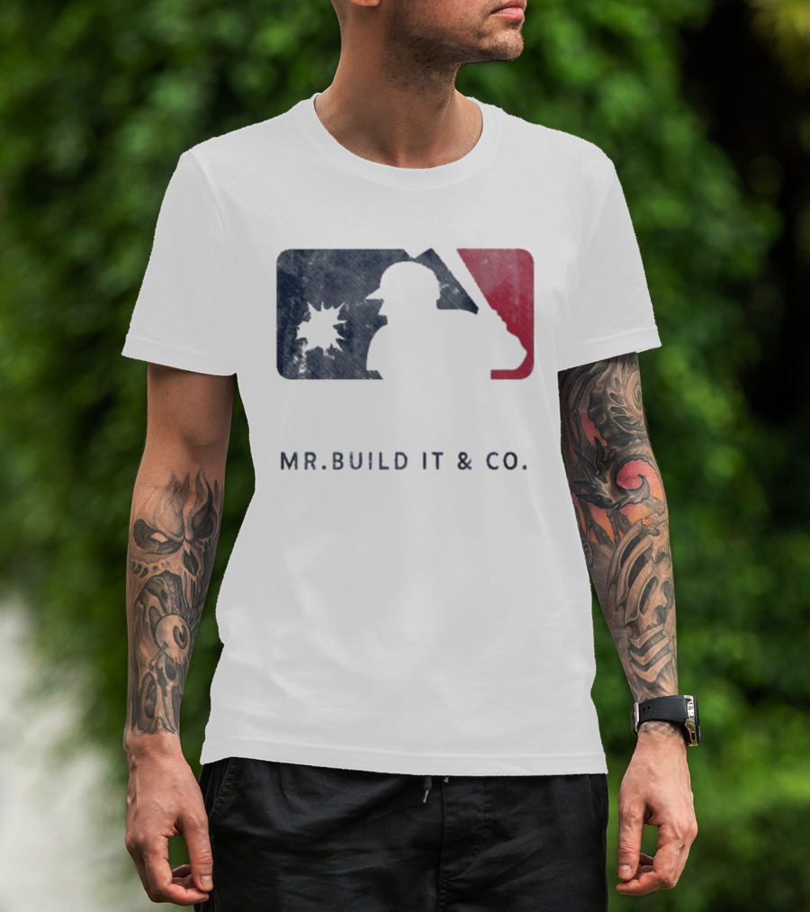 Mr Build It Wrecking Day MLB Bulldozer Silhouette T-Shirt