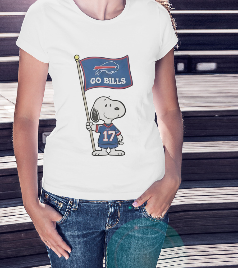 Snoopy Peanuts Go Bills Buffalo Bills Football Team Flag T-Shirt