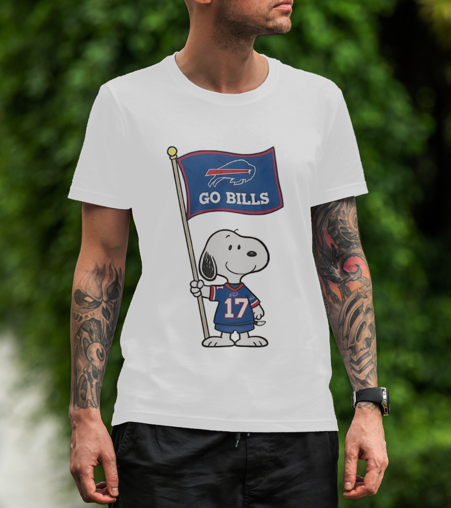 Snoopy Peanuts Go Bills Buffalo Bills Football Team Flag T-Shirt